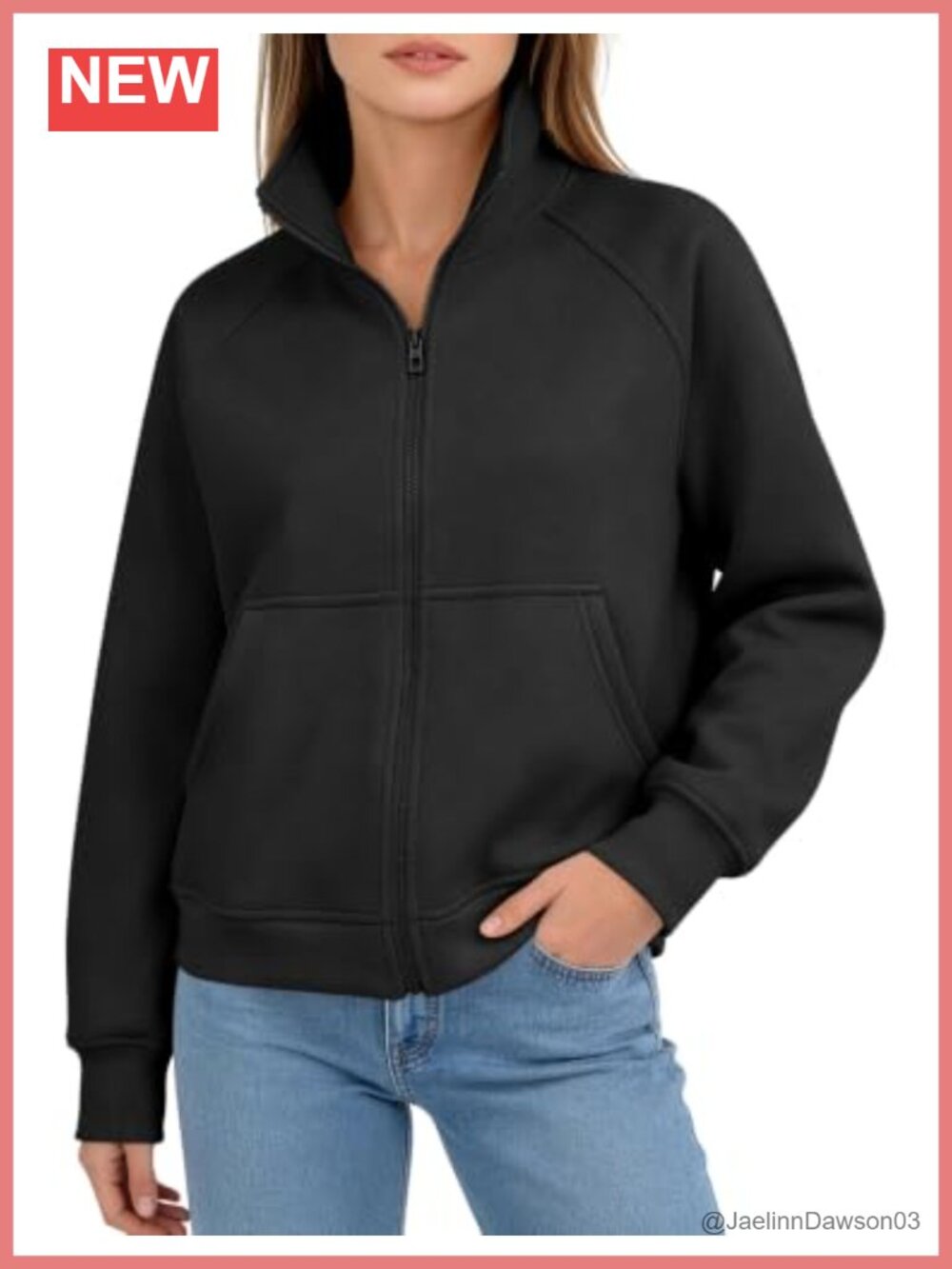 Women's Zip Up Fleece Sweatshirt Cropped Y2K Long Sleeve Cotton Blend